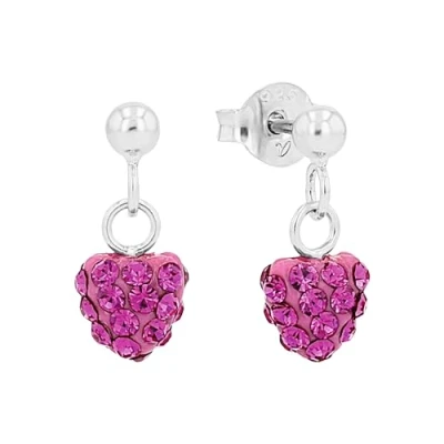Image of Amor earrings 925 sterling silver girl children earrings, with crystal glass, 1.3 cm, silver, heart, Comes in jewelry gift box, 9210435