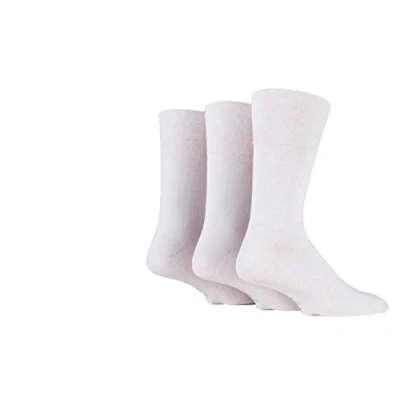 Image of 12 Pairs Men&#039;s Diabetic Gentle Grip HoneyComb Top Non Elastic Socks by SockShop (White)