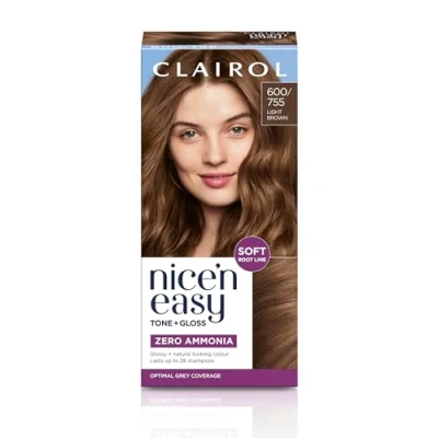 Image of Clairol Nice&#039;n Easy Tone+Gloss Semi Permanent Hair Dye 600/755 Light Brown