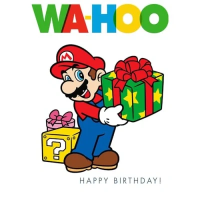 Image of Hallmark Wa hoo Mario Birthday Greetings Card, 20.7 x 14.3 cm