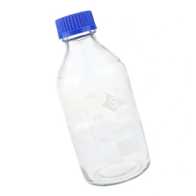 Image of Scientific Laboratory Wide Mouth Round Glass Reagent Bottles, Lab Storage Jar with Screw Caps (1000mL)