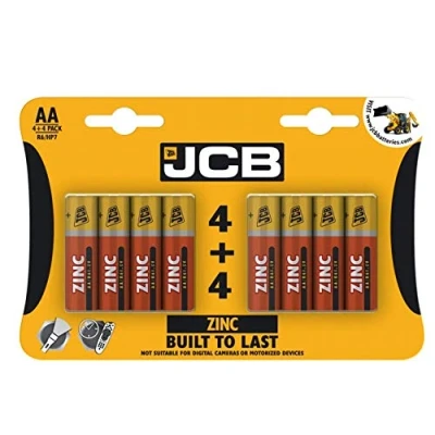 Image of S6586 JCB AA Zinc Batteries Pack of 4+4