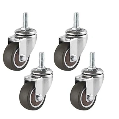 Image of Swivel Stem Caster Wheels with Brakes,2in 50mm Rubber Castor,360 Rotation Furniture Caster,Set of 4,M8/M10 Standard Stem,Load Bearing 150kg,Ball (4 Universal,M8)