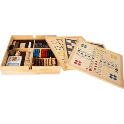 Image of Small Foot 11753 Game Collection, with 20 classic parlour games in a solid wooden box, for ages 6+ years