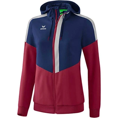 Image of Erima Squad Track Top Jacket with Hood New Navy/Bordeaux/Silver Grey, 38