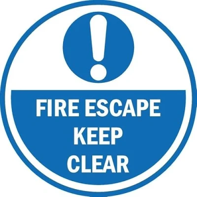 Image of Fire escape keep clear floor sticker Self adhesive graphic (300mm x 300mm)