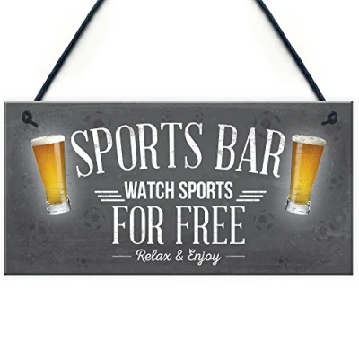 Image of RED OCEAN Sports Bar Man Cave Pub Beer Alcohol Football Hanging Sign Plaque Gift For Him
