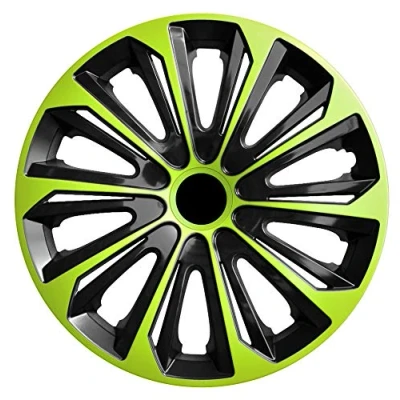Image of NRM Strong Duocolour Universal Wheel Trims! SET of 4 Caps! (Black &amp; Green, 15&quot;)