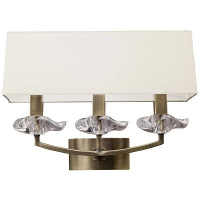Image of Akira Wall Lamp Switched 3 Light E14, Antique Brass With Cream Shade