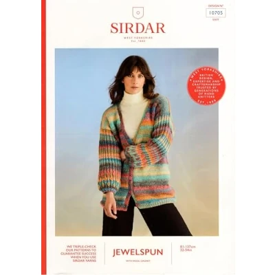 Image of Sirdar Jewelspun Chunky with Wool Knitting Pattern 10705 Ladies Cardigan