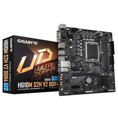 Image of Gigabyte H610M S2H V2 DDR4 Motherboard Supports Intel Core 14th CPUs, 6+1+1 Hybrid Phases Digital VRM, up to 3200MHz (OC), 1xPCIe 3.0 M.2, GbE LAN, USB 3.2 Gen 1