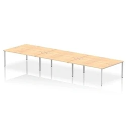 Image of Impulse Bench B2B 6 Person 1800 Silver Frame Office Desk Maple