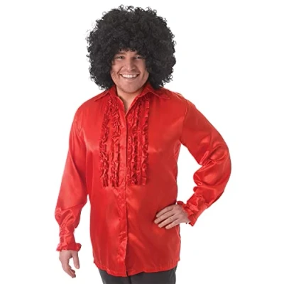 Image of Bristol Novelty AC584 Satin Ruffle Shirt Red, Mens, Solid, 42 44 Inch