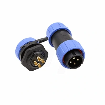 Image of HangTon HE21 4 Pin Circular Waterproof Plastic Connector Male Cable Plug Female Panel Mount Socket for Outdoor LED/Power/Lighting Equipment