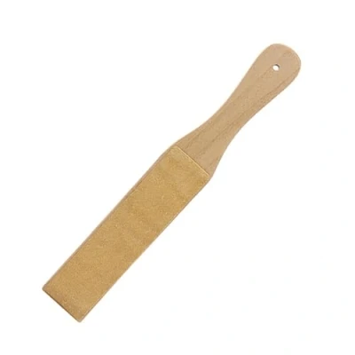 Image of Leather Strop With Polishing Compound 2 Sided Stropping Paddle Block For Sharpening &amp; Honing Woodcarving