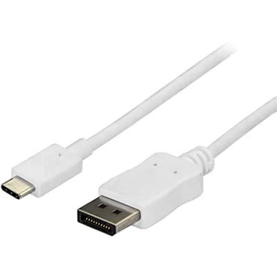 Image of StarTech.com 6ft/1.8m USB C to DisplayPort 1.2 Cable 4K 60Hz Adapter HBR2 Type DP Alt Mode Monitor Video Works w/ Thunderbolt 3 White (CDP2DPMM6W)