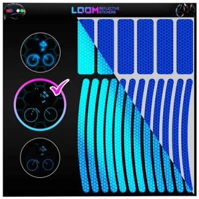 Image of Reflective Stickers for Bikes 18pc (Blue) Waterproof, High Visibility Bike Flat Surfaces Nighttime Safety Helmet,Bicycle &amp; Motorcycle Adhesive Bicycle Reflectors