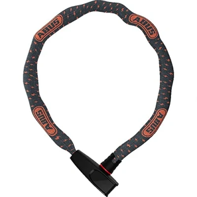 Image of ABUS Catena 6806K chain lock Lightweight hardened steel bike with fashionable textile tube Square security level 6 85 cm Grey lightning bolt pattern