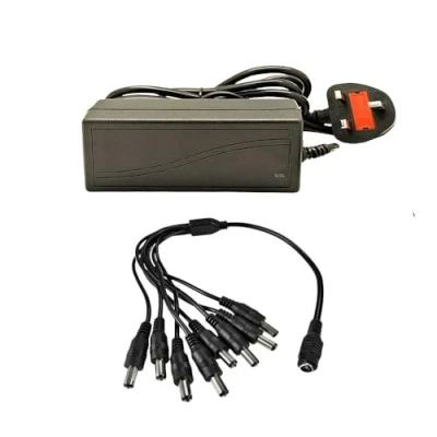 Image of Sentry 12v 8A PSU Power Supply Unit Adapter AC/DC UK 3 Pin mains 240v AC to DC for CCTV Cameras Monitors DVRs Lightings (8 Way Splitter)