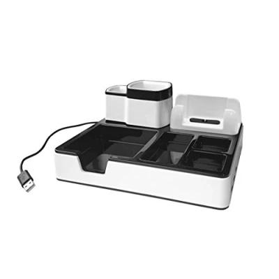 Image of Monolith DO 003 17 Desk Organiser, Organiser with 3 USB Charging Ports, Smartphone Slot, Pen Holder and Storage Compartment, 1 Piece