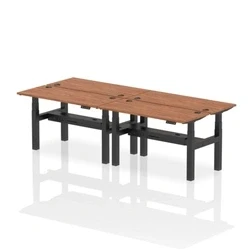 Image of Air B2B 1400x600mm Height Adjustable 4P Bench Desk CP Walnut/Black