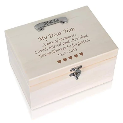 Image of De Walden Special Nan Bereavement Condolence Engraved Pine Keepsake Memory Box