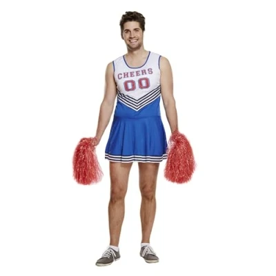 Image of Lizzy Cheerleader (One Size) Adult Fancy Dress Costume Unisex Novelty Stag Party Funny Costumes for men, Outfit