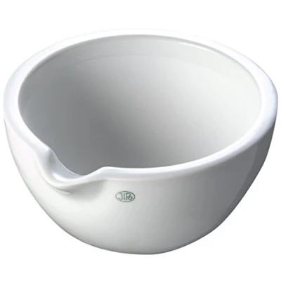 Image of neoLab E 1138 porcelain mortar with spout, Rough, 140 mm x 70 mm, 325 ml