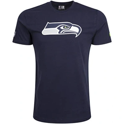 Image of New Era Seattle Seahawks T Shirt Team Logo Navy 3XL
