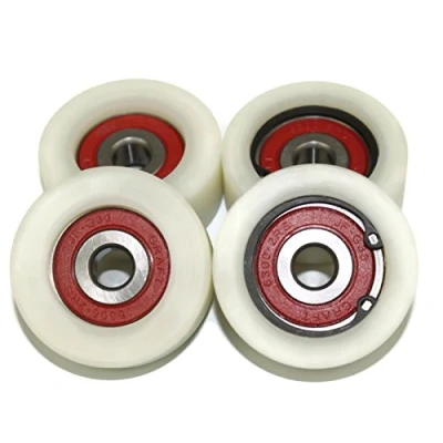 Image of (50 20 10) Pack of 4 x 50 mm Diameter Machined Nylon Wheels UK Based Inventory (20mm wide 10mm bearing)