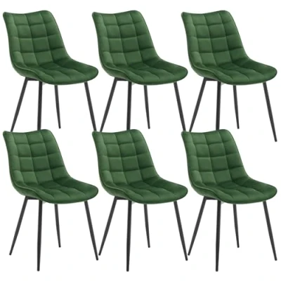 Image of WOLTU Dining Chairs Set of 6 pcs Kitchen Counter Lounge Leisure Living Room Corner Light Grey Velvet Reception with Backrest and Padded Seat