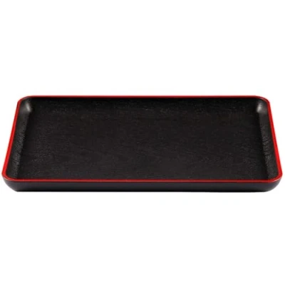 Image of Serving Tray Japanese Style Rectangular Plastic Food Plate Nesting Trays for Restaurant Home Hotel Breakfast Coffee/Table Black (30 * 19.9 cm/11.8 7.8 in)