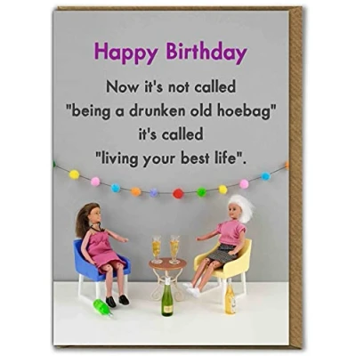 Image of Bold &amp; Bright Funny Birthday Card &#039;Living Your Best Life&#039; Hilariously Cards Cheeky For Him Her Friends Sold by Brainbox Candy