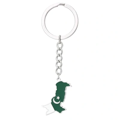Image of Uqezagpa Maps Keychain Stylish Pakistan Map Keyrings Gold/Silver Color Pendant Unique Ethnic Key Rings Accessory for Men Women