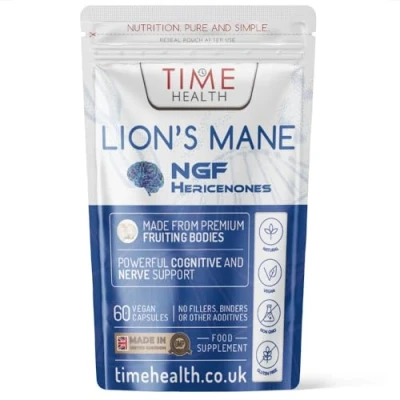 Image of Lions Mane NGF High Strength Vegan No Fillers, Binders or Flow Agents Pullulan Capsules (60 Capsule Pouch)