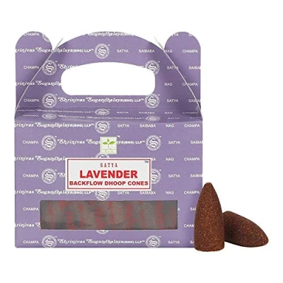 Image of ETHNICITI Satya Genuine Nag Champa Backflow Incense Cones 24 1 Pack (Lavender)
