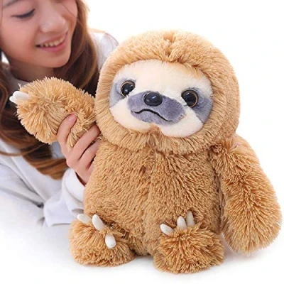 Image of Winsterch Cuddly Sloth Soft Toy Large Stuffed Animal Teddy Baby Doll Birthday Gifts,Plush (Brown, 15.7 inches)