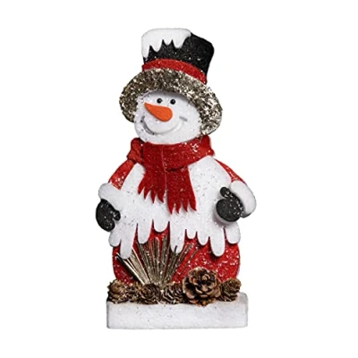 Image of SHATCHI Red/Grey Snowman Christmas Tabletop Figures Window Wall Door Holiday Home Xmas Glitter Foam Showpiece Decorations, 52cm/42cm/32cm, 42 CM