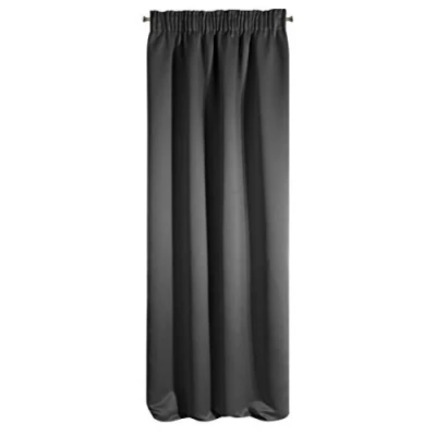 Image of Eurofirany Smooth Blackout Ruffle Tape Soft Curtains Modern Simple Bedroom Children&#039;s Room Living Black 135 x 270 cm
