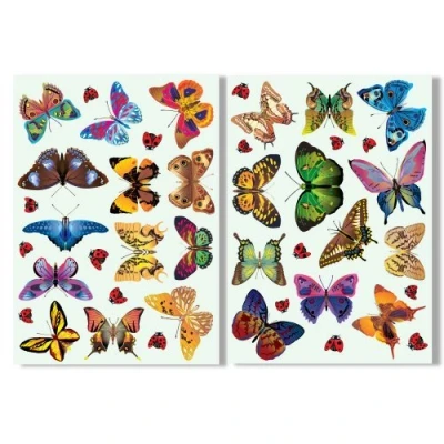 Image of 25 Butterflies &amp; 17 Ladybird Window Clings by Articlings Colourful Non Adhesive Stickers Stop Birds Flying into your Glass