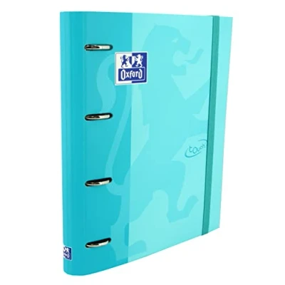 Image of Oxford, 4 Ring Binder A4, Hard Cover, Elastic Closure, Refill 5 x Grid and Colour Strips, Sticker Sheet, Blue Touch