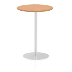 Image of Italia 600mm Poseur Round Table Oak Top 1145mm High Leg