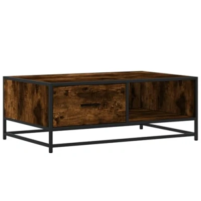 Image of vidaXL Coffee Table Smoked Oak 90x57x35 cm Engineered Wood and Metal