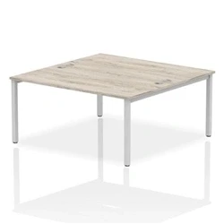 Image of Impulse Bench B2B 2 Person 1600 Silver Frame Desk Grey Oak