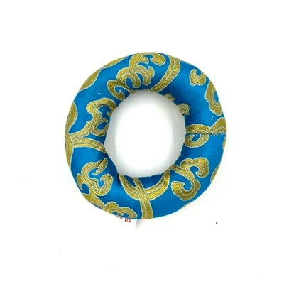 Image of Silk Brocade Ring Cushion Pillow for Tibetan Singing Bowl Hand Made Nepal (Turquoise)