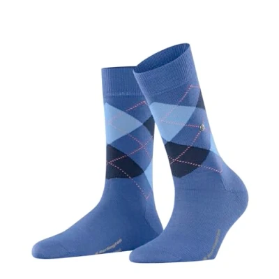 Image of Burlington Marylebone Rautenmuster Onesize Socks, Women&#039;s, Size: 3,5 7,5, Blau