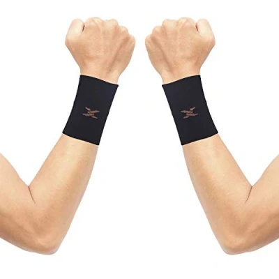 Image of Thx4COPPER Compression Wrist Sleeve Copper Infused Support for Men &amp;Women Improve Circulation and Recovery 1 Pair,Black,XL