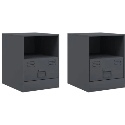 Image of vidaXL Bedside Cabinets 2 pcs Anthracite 34.5x39x44 cm Steel