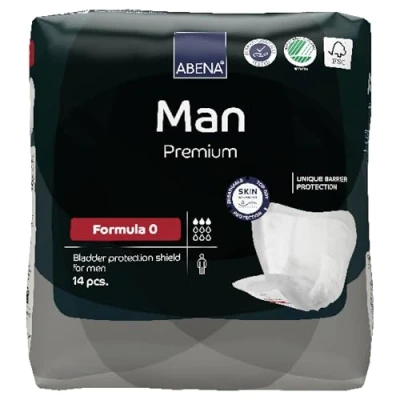 Image of Abena Man Formula 0 Incontinence Pads for Men, Eco Labelled Mens Pads, Extra Protection, Breathable &amp; Comfortable with Fast Absorption, Discreet 250ml Absorbency, 14PK