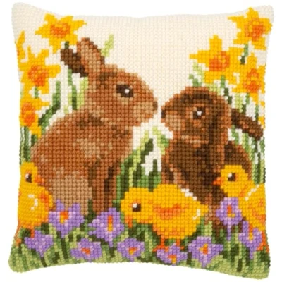 Image of Vervaco Cross Stitch Cushion, Yarn Polyacrylic, Canvas: 100% Cotton, Multicoloured, 40x40cm